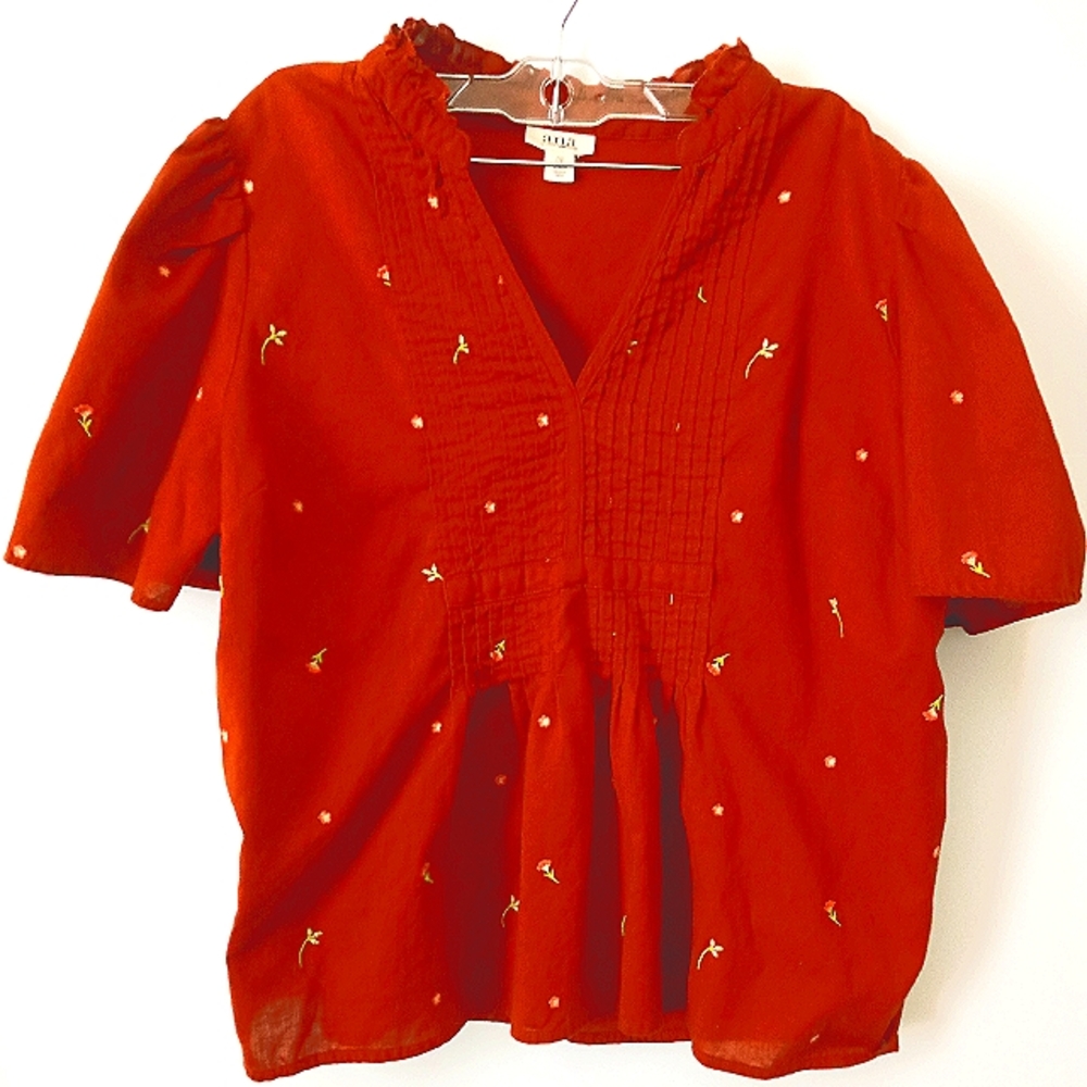 Women's A.N.A. Blouse, Size-0X-14/16, Reddish/Brown.